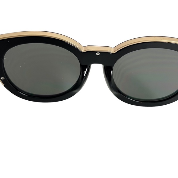 SUNGLASSES SUN GLASSES Shades Round Plastic Arrow Gold Toned Trim Vacation Beach - Picture 10 of 16